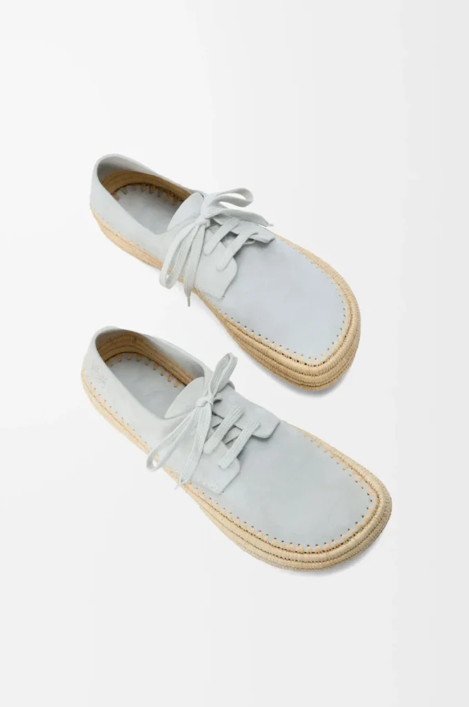 Scarpe stringate Rio in camoscio e rafia Grigio chiaro