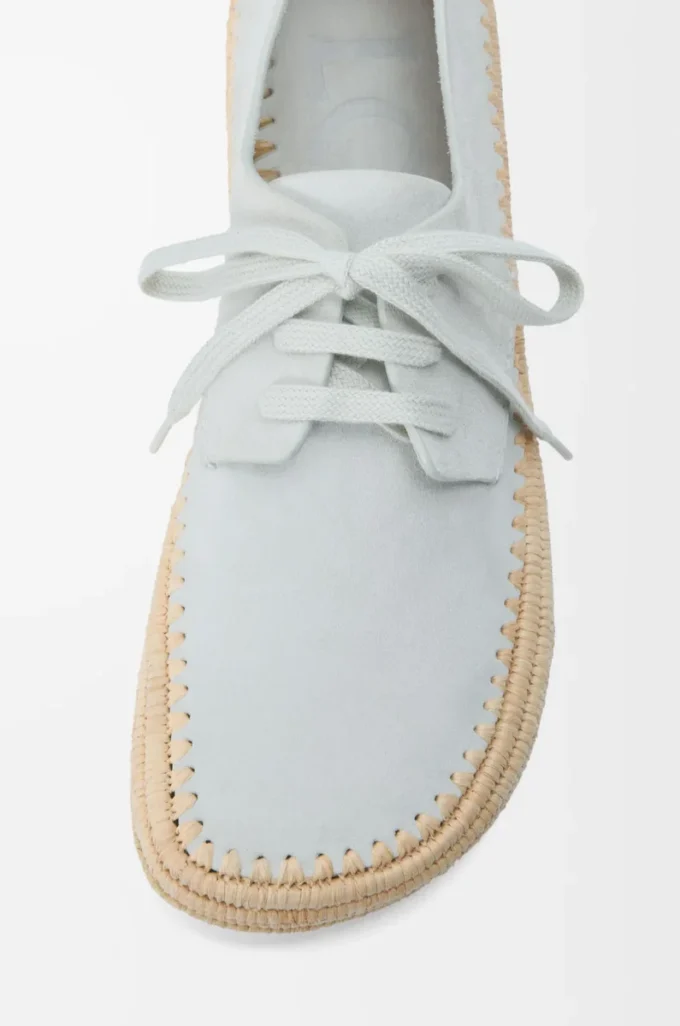 Scarpe stringate Rio in camoscio e rafia Grigio chiaro