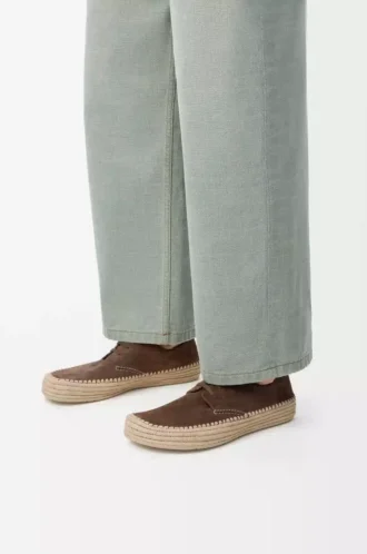 Scarpe stringate Rio in pelle scamosciata e rafia Taupe