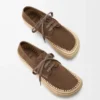 Scarpe stringate Rio in pelle scamosciata e rafia Taupe Scarpe stringate Rio in pelle scamosciata e rafia Taupe