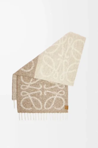 Sciarpa Anagram in alpaca e lana Beige/Bianco