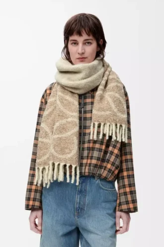 Sciarpa Anagram in alpaca e lana Beige/Bianco