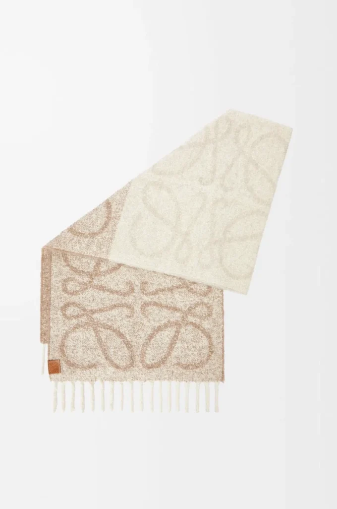 Sciarpa Anagram in alpaca e lana Beige/Bianco Sciarpa Anagram in alpaca e lana Beige/Bianco