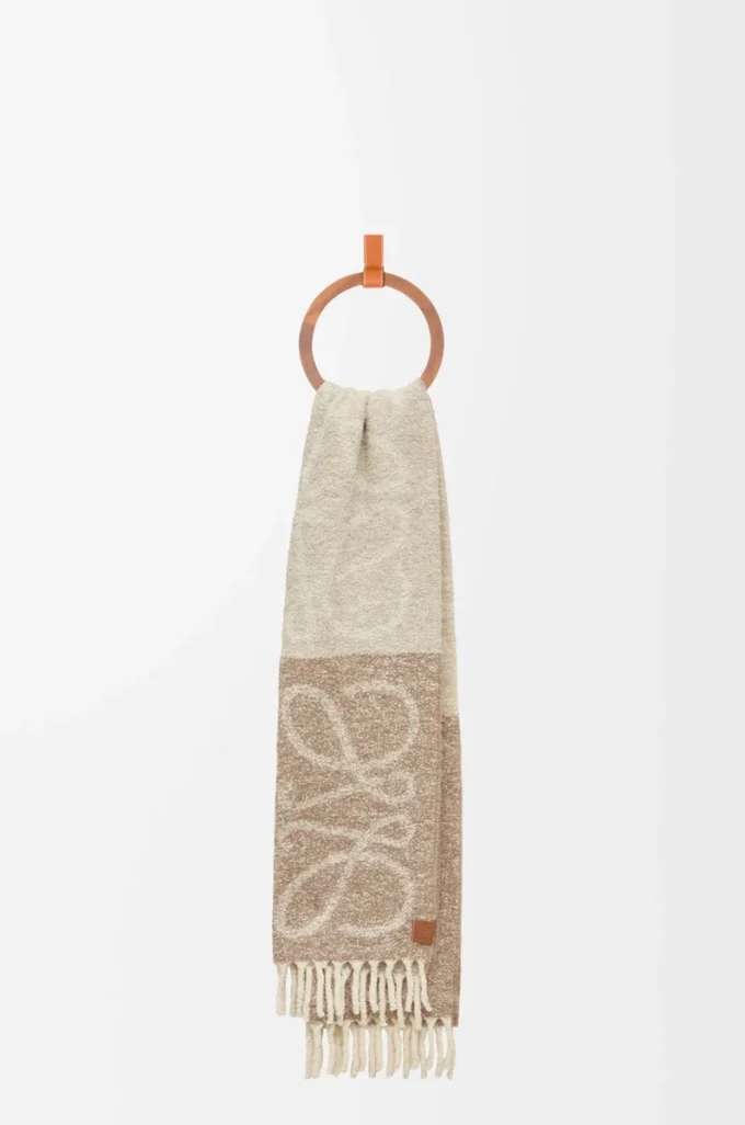 Sciarpa Anagram in alpaca e lana Beige/Bianco Sciarpa Anagram in alpaca e lana Beige/Bianco