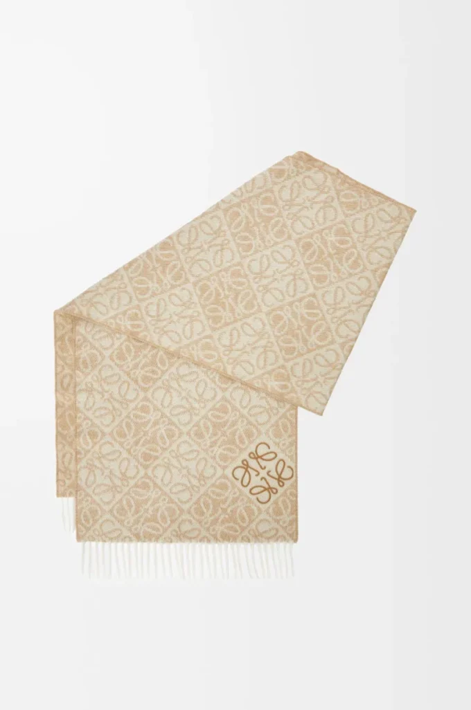 Sciarpa Anagram in lana e cashmere Beige Sciarpa Anagram in lana e cashmere Beige