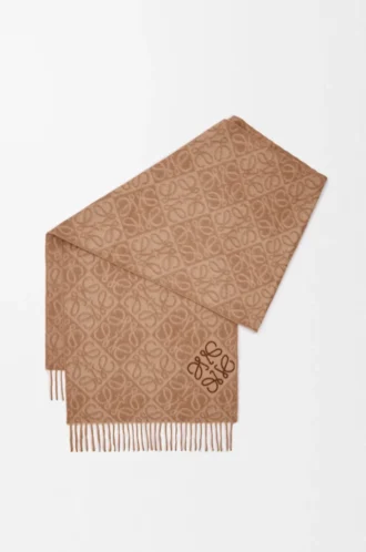 Sciarpa Anagram in lana e cashmere Moka