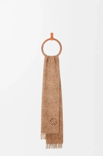 Sciarpa Anagram in lana e cashmere Moka