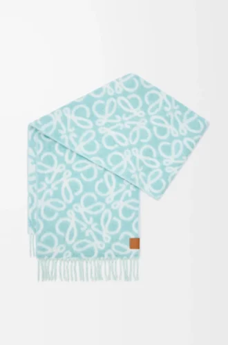 Sciarpa Anagram in misto alpaca e lana Azzurro/Bianco
