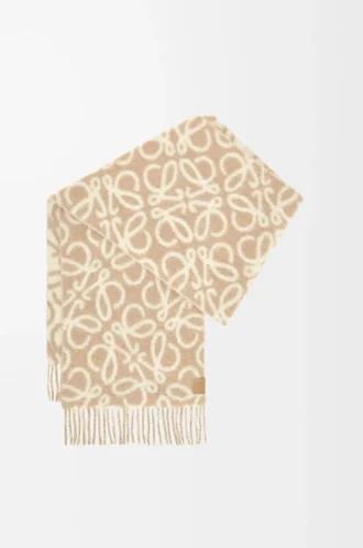 Sciarpa Anagram in misto alpaca e lana Beige/Bianco