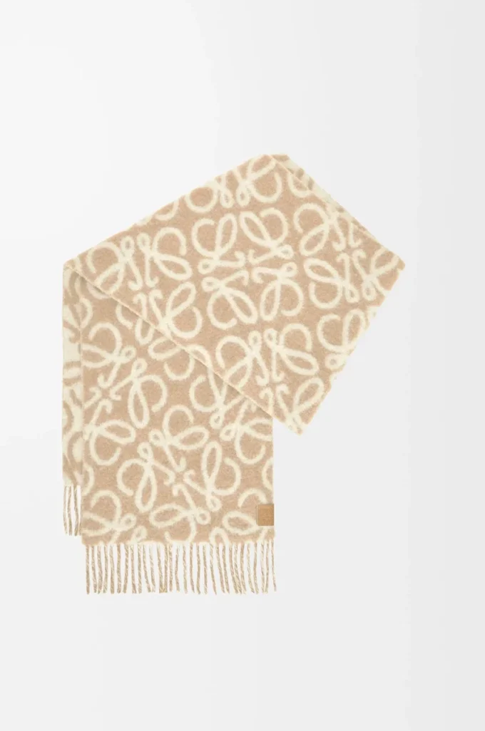 Sciarpa Anagram in misto alpaca e lana Beige/Bianco Sciarpa Anagram in misto alpaca e lana Beige/Bianco