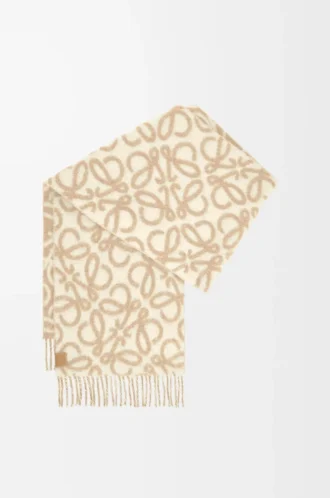 Sciarpa Anagram in misto alpaca e lana Beige/Bianco