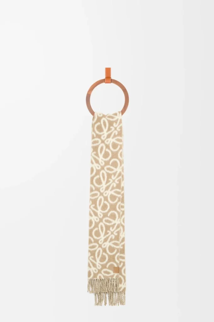 Sciarpa Anagram in misto alpaca e lana Beige/Bianco Sciarpa Anagram in misto alpaca e lana Beige/Bianco