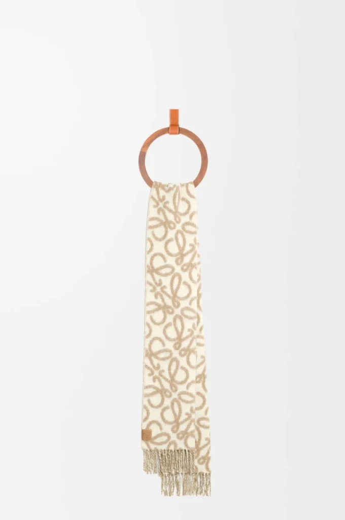 Sciarpa Anagram in misto alpaca e lana Beige/Bianco Sciarpa Anagram in misto alpaca e lana Beige/Bianco