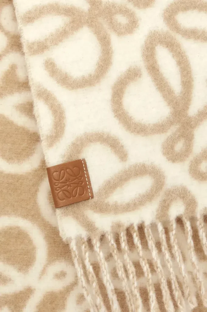 Sciarpa Anagram in misto alpaca e lana Beige/Bianco Sciarpa Anagram in misto alpaca e lana Beige/Bianco