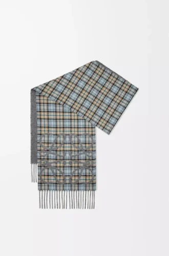 Sciarpa Anagram in seta e cashmere Antracite/Grigio/Beige