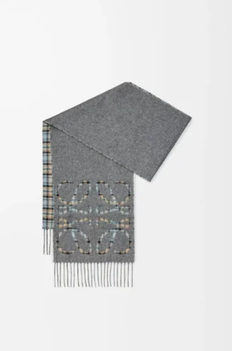 Sciarpa Anagram in seta e cashmere Antracite/Grigio/Beige