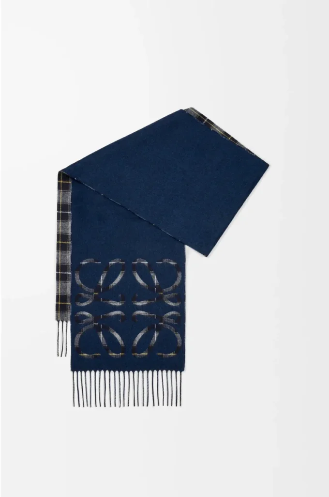 Sciarpa Anagram in seta e cashmere Blu navy/Antracite/Blu navy Sciarpa Anagram in seta e cashmere Blu navy/Antracite/Blu navy