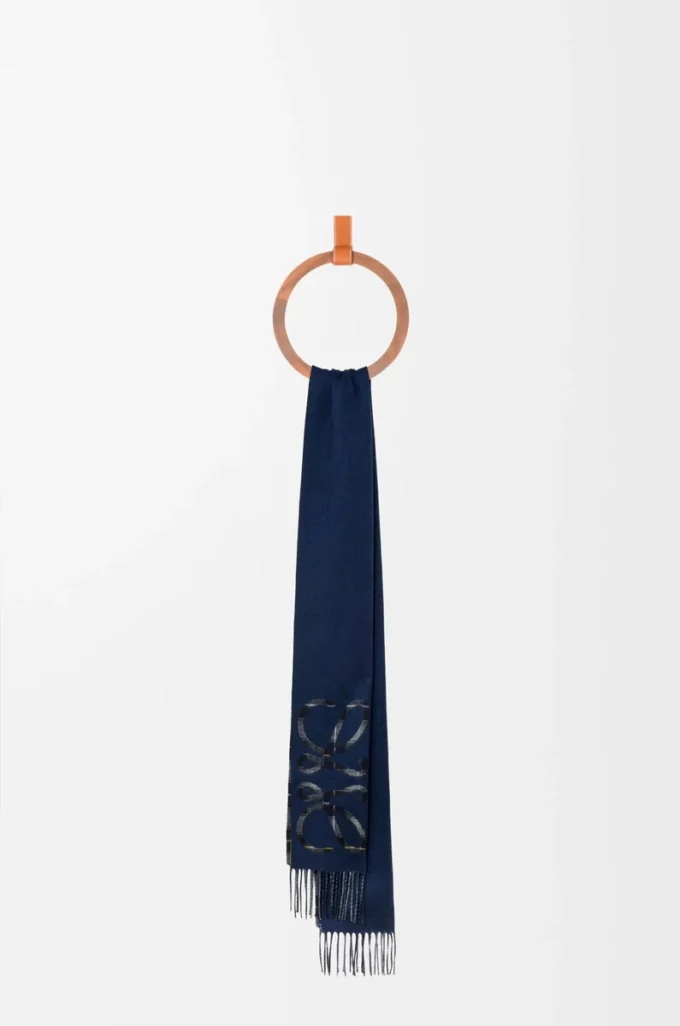 Sciarpa Anagram in seta e cashmere Blu navy/Antracite/Blu navy Sciarpa Anagram in seta e cashmere Blu navy/Antracite/Blu navy