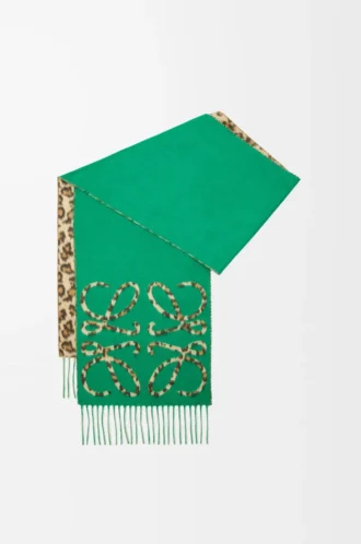 Sciarpa Anagram in seta e cashmere verde/multicolore