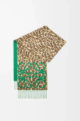 Sciarpa Anagram in seta e cashmere verde/multicolore