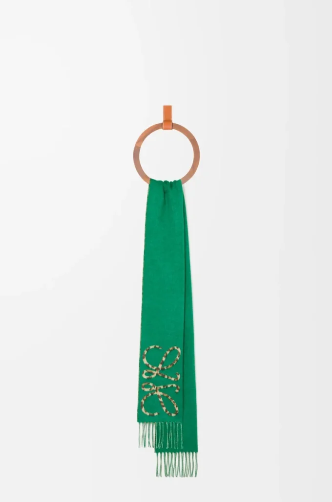Sciarpa Anagram in seta e cashmere verde/multicolore Sciarpa Anagram in seta e cashmere verde/multicolore
