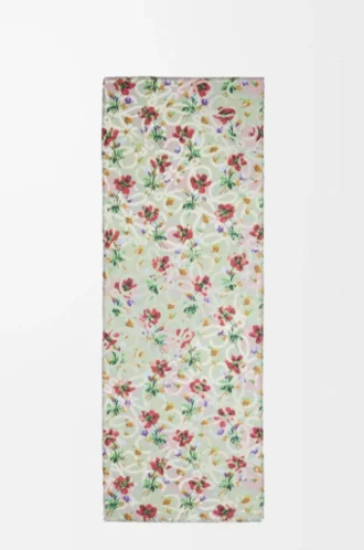 Sciarpa in cashmere e seta color salvia/multicolore