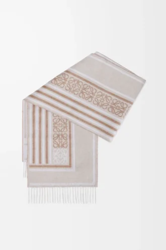 Sciarpa in lana e cashmere beige chiaro