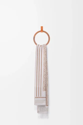 Sciarpa in lana e cashmere beige chiaro