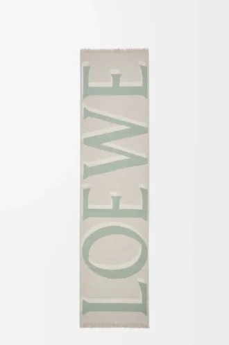 Sciarpa in lana e cashmere beige chiaro/verde chiaro