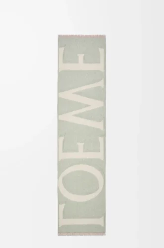 Sciarpa in lana e cashmere beige chiaro/verde chiaro