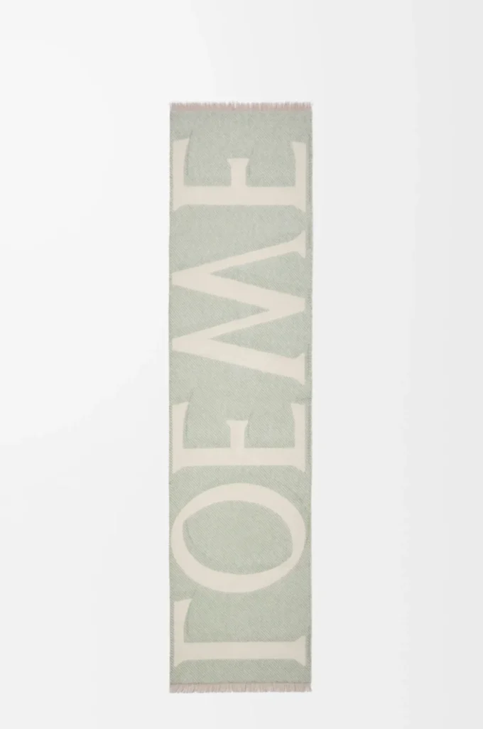 Sciarpa in lana e cashmere beige chiaro/verde chiaro