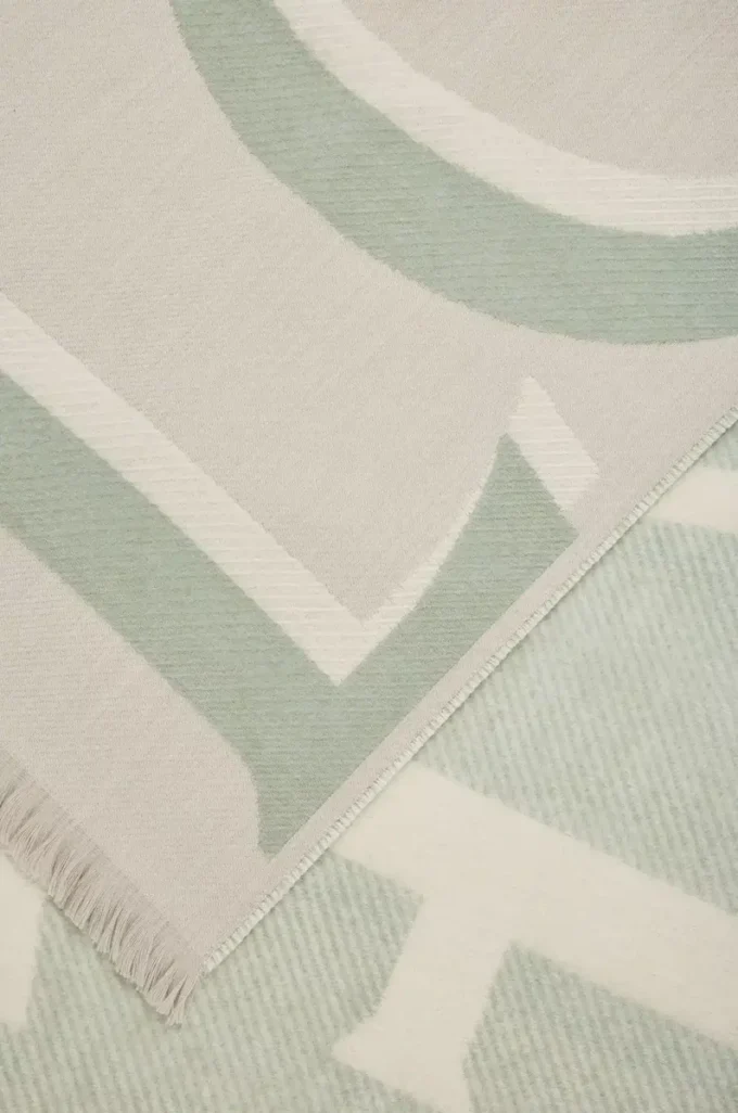 Sciarpa in lana e cashmere beige chiaro/verde chiaro