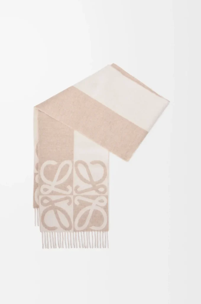 Sciarpa in lana e cashmere Beige/Ecru