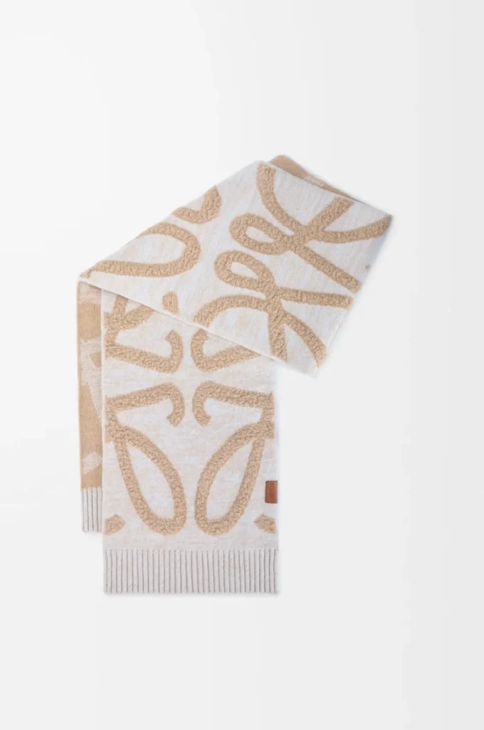 Sciarpa in lana e cashmere Beige Melange