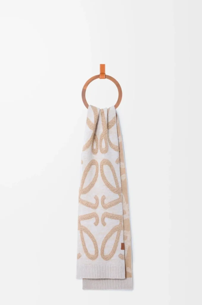 Sciarpa in lana e cashmere Beige Melange