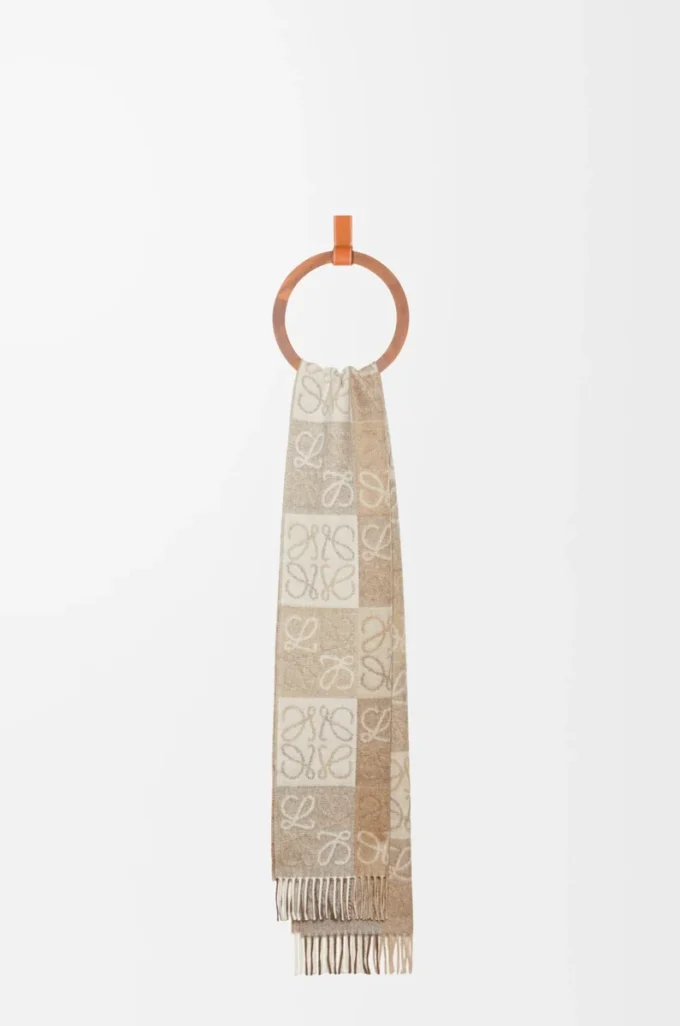 Sciarpa in lana e cashmere Bianco/Beige