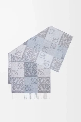 Sciarpa in lana e cashmere blu/bianco Sciarpa in lana e cashmere blu/bianco