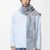 Sciarpa in lana e cashmere blu/bianco