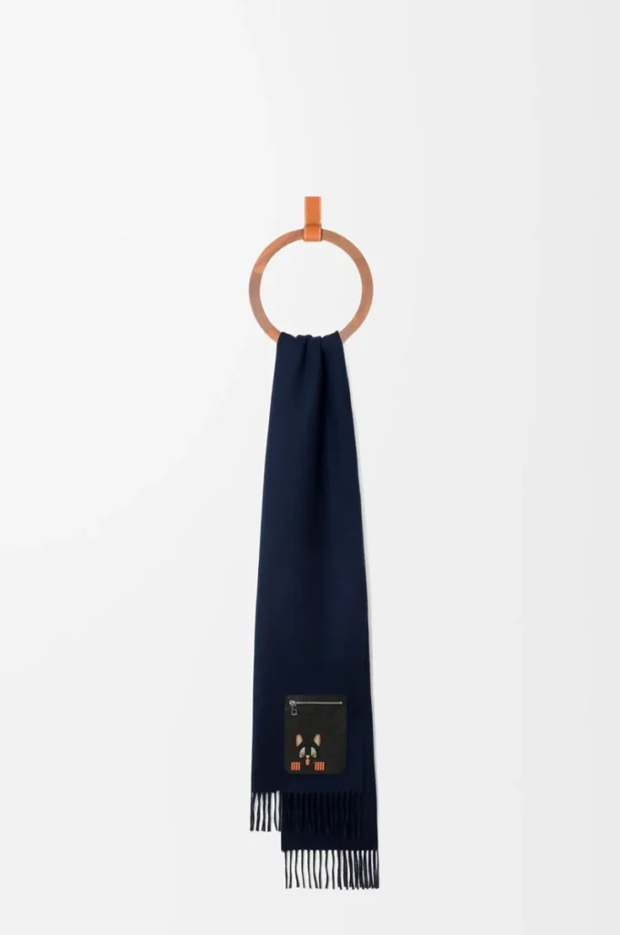 Sciarpa in lana e cashmere Blu navy scuro