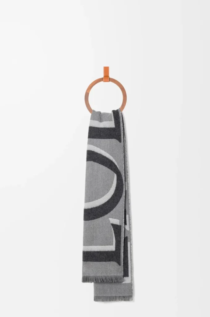 Sciarpa in lana e cashmere Grigio chiaro/Grigio