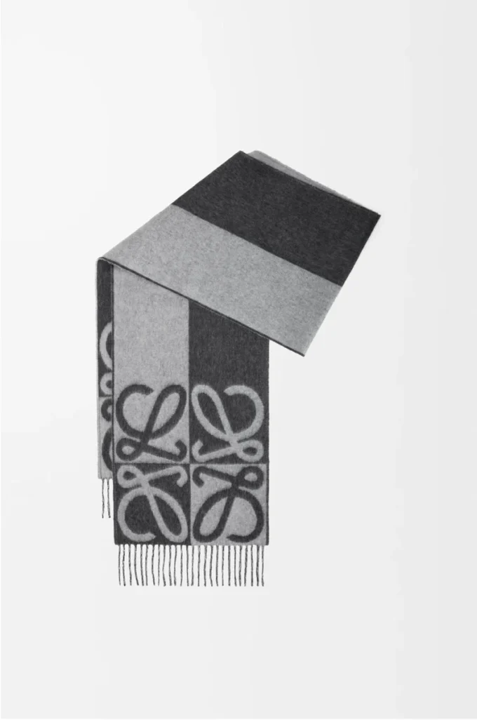 Sciarpa in lana e cashmere Grigio scuro/Grigio chiaro