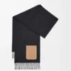 Sciarpa in lana e cashmere grigio scuro melange