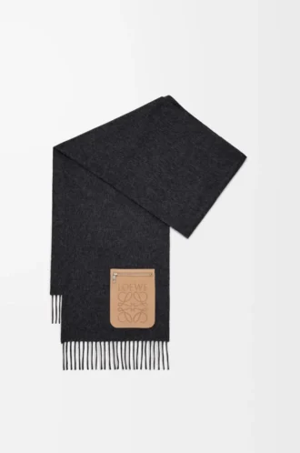 Sciarpa in lana e cashmere grigio scuro melange