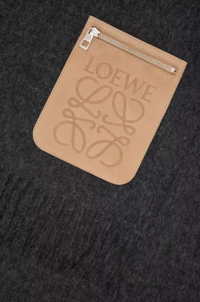 Sciarpa in lana e cashmere grigio scuro melange