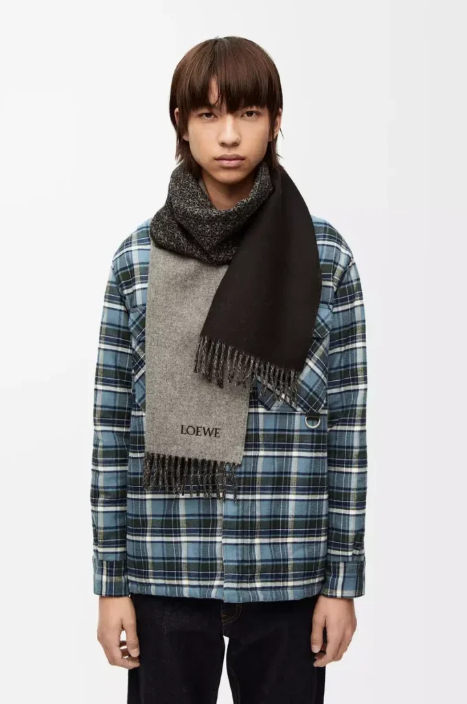 Sciarpa in lana e cashmere Nero/Grigio