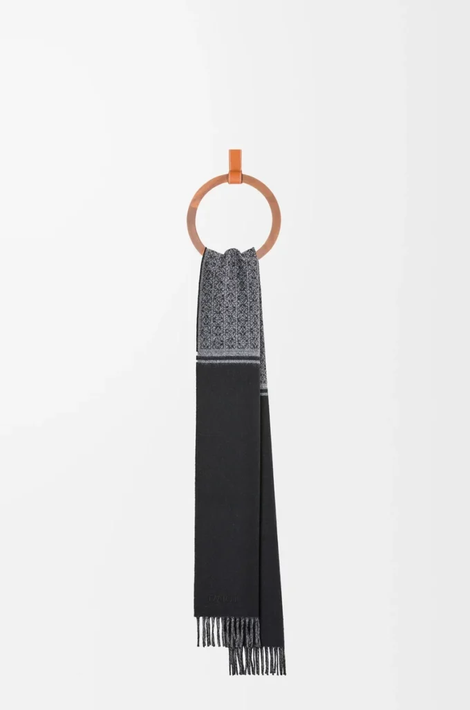 Sciarpa in lana e cashmere Nero/Grigio