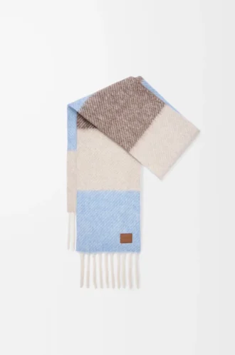 Sciarpa in misto alpaca e lana Azzurro/Sabbia/Marrone