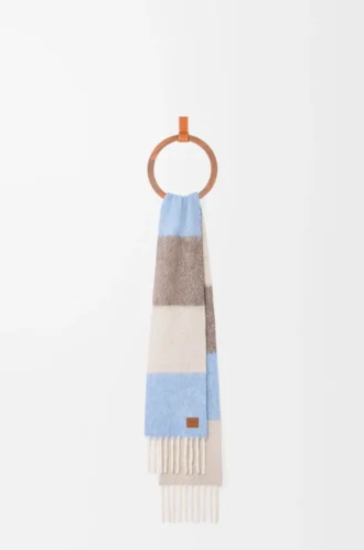 Sciarpa in misto alpaca e lana Azzurro/Sabbia/Marrone