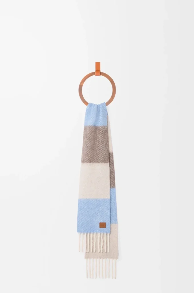 Sciarpa in misto alpaca e lana Azzurro/Sabbia/Marrone