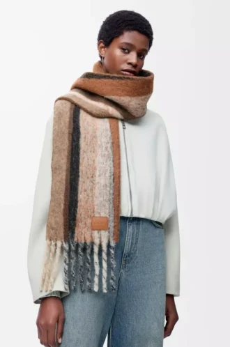 Sciarpa in misto alpaca e lana Beige/Multicolore